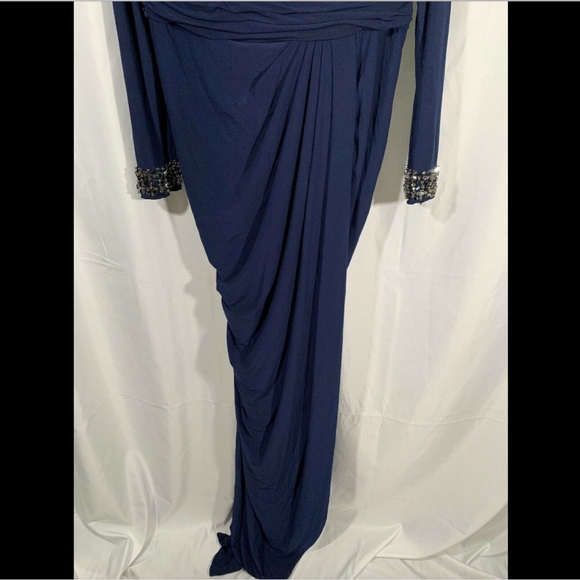EUC Adrianna Papell Beaded Jersey Gown in Midnight‎ SZ 12 - Picture 6 of 8